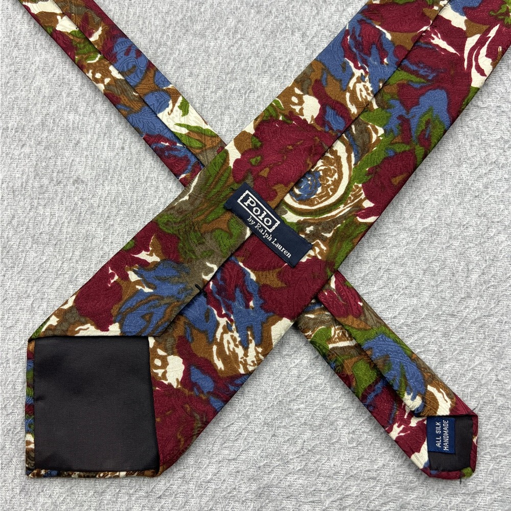 Polo Ralph Lauren Floral Tie Multicolor 100% Silk Handmade USA Made
